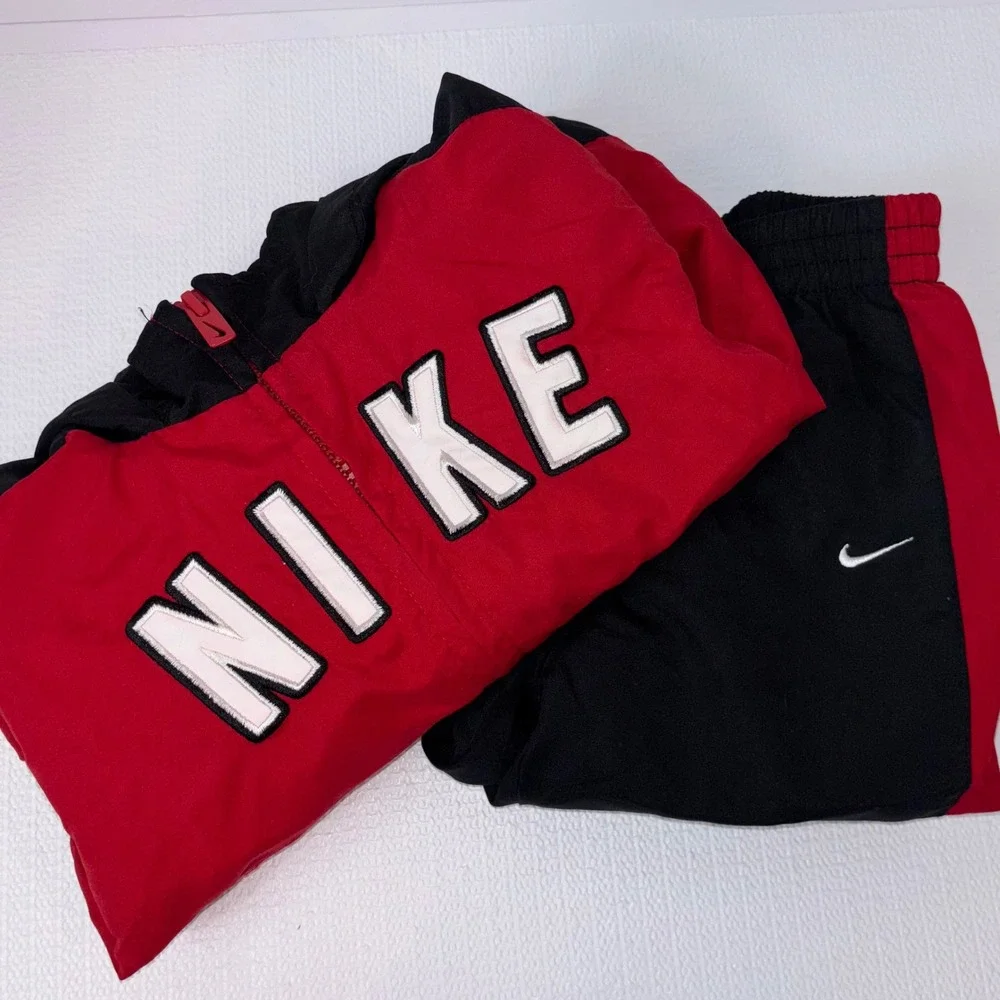 Nike Infant Tracksuit Set Jacket Pants Red Black White 12M Outfit - Picture 1 of 6